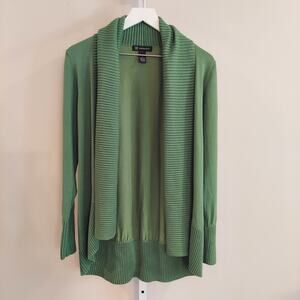 Open Cardigan Ribbed Collar Green Festive Holiday Christmas Grannycore